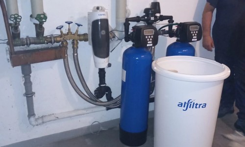 Duplex-Pro-120 water softening system in an apartment building