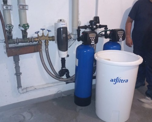 Duplex-Pro-120 water softening system in an apartment building