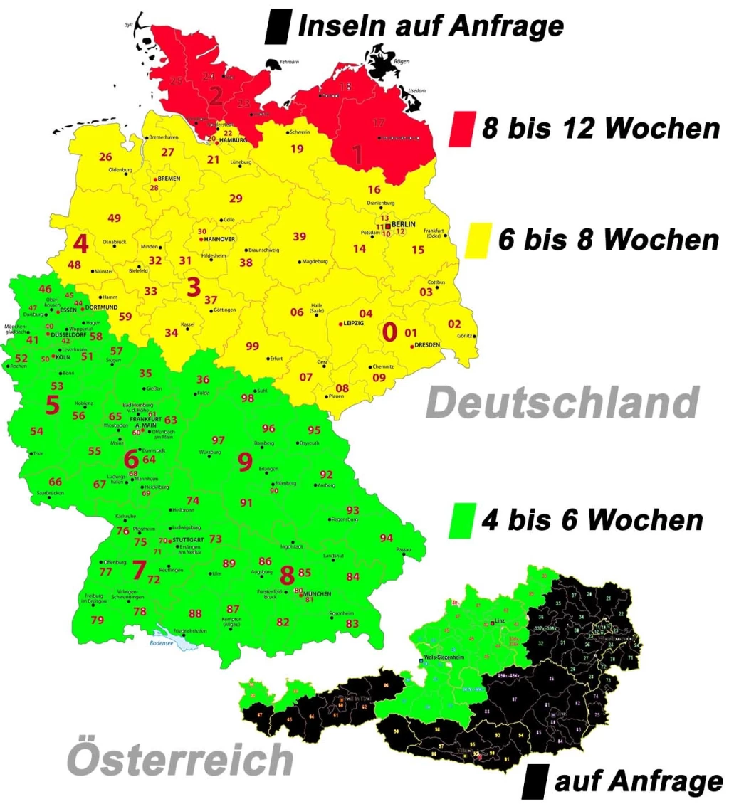 Waiting times for an installation appointment in Germany